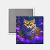 かわいいオレンジ色の子猫の花 マグネット (正面/裏面)