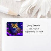 かわいいオレンジ色の子猫の花 ラベル (インサイチュ)