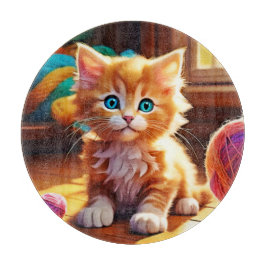 かわいいオレンジ色の子猫アート カッティングボード