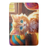 かわいいオレンジ色の子猫アート バスマット (正面縦)