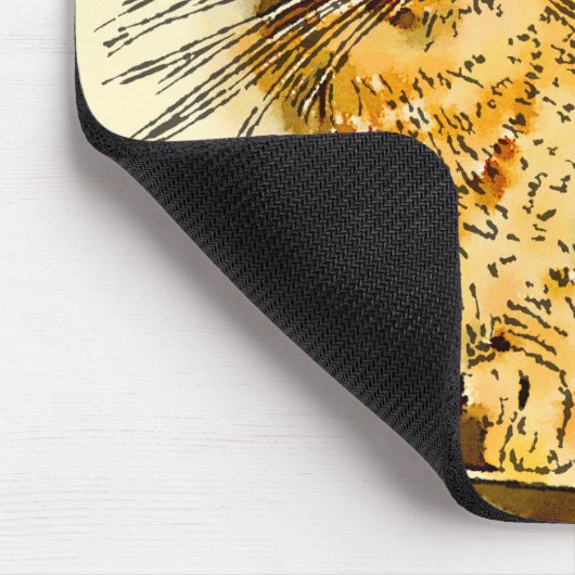 かわいいオレンジ色の子猫ヒゲハート鼻の水色 マウスパッド (コーナー)