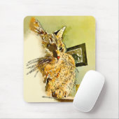 かわいいオレンジ色の子猫ヒゲハート鼻の水色 マウスパッド (マウス)