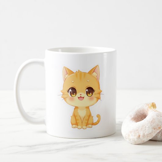 かわいいオレンジ色の子猫 コーヒーマグカップ (ドーナツ)