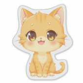 かわいいオレンジ色の子猫 シール (正面)