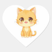 かわいいオレンジ色の子猫 ハートシール (正面)