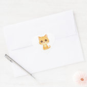 かわいいオレンジ色の子猫 ハートシール (封筒)