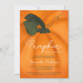 かわいいオレンジ色の小さなかぼちゃ秋ベビーシャワー 招待状 (正面)