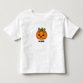 かわいいオレンジ色の小さなカボチャのハロウィン オリジナル 名前入り トドラーTシャツ