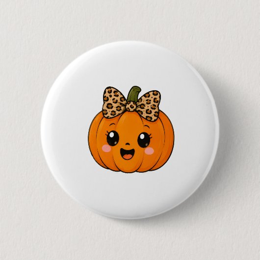 かわいいオレンジ色の小さなカボチャのハロウィン 名前入りカスタム 缶バッジ (正面)