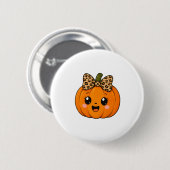 かわいいオレンジ色の小さなカボチャのハロウィン 名前入りカスタム 缶バッジ (正面&裏面)