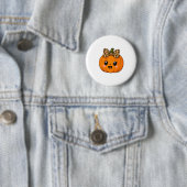 かわいいオレンジ色の小さなカボチャのハロウィン 名前入りカスタム 缶バッジ (インサイチュ)