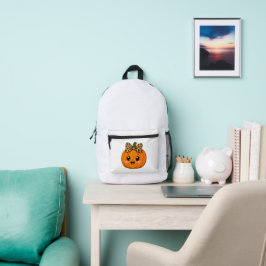 かわいいオレンジ色の小さなカボチャのハロウィーン 名前入りカスタマイズ プリントバックパック