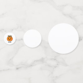 かわいいオレンジ色の小さなカボチャのハロウィーン 名前入りカスタム コンフェッティ