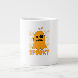 かわいいオレンジ色の幽霊 ハロウィンのデザイン ジャンボコーヒーマグカップ