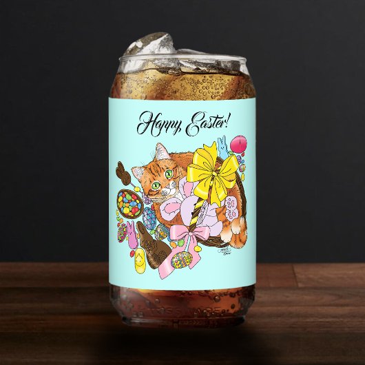 かわいいオレンジ色の復活祭キャット ガラス缶