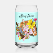 かわいいオレンジ色の復活祭キャット ガラス缶 (正面)