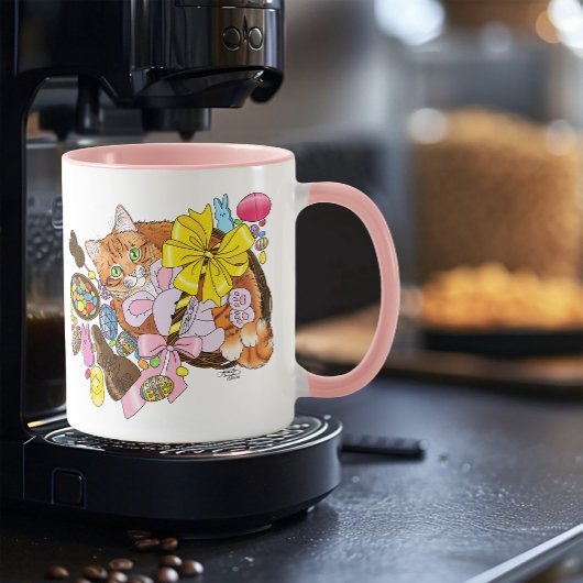 かわいいオレンジ色の復活祭キャット マグカップ