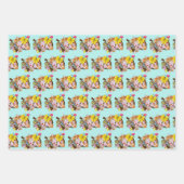 かわいいオレンジ色の復活祭キャット ラッピングペーパーシート (正面3)