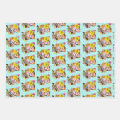 かわいいオレンジ色の復活祭キャット ラッピングペーパーシート (正面2)