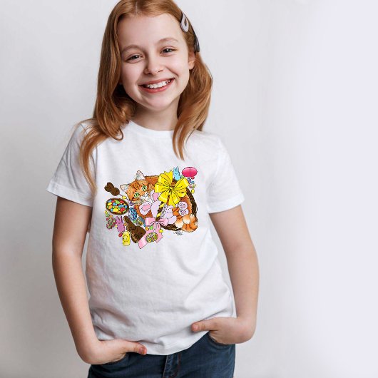 かわいいオレンジ色の復活祭キャット Tシャツ