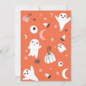 かわいいオレンジ色の怖くないハロウィンbooベイビーシャワー 招待状 (裏面)