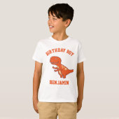 かわいいオレンジ色の恐竜の誕生日パーティー Tシャツ (正面フル)