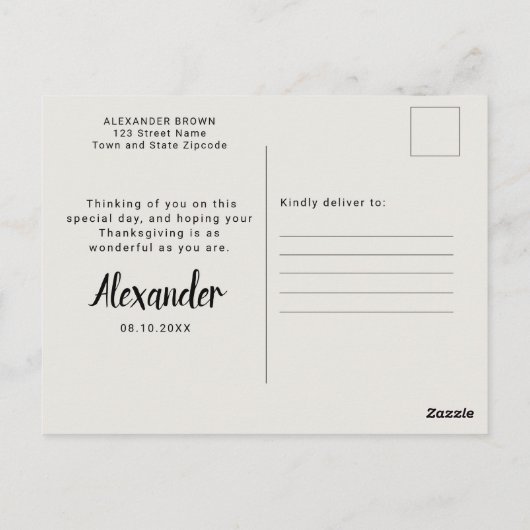 かわいいオレンジ色の感謝祭の友達のためのパンプキン ポストカード (裏面)