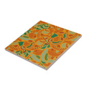 かわいいオレンジ色の抽象芸術の継ぎ目のない花 タイル (側面)