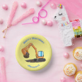 かわいいオレンジ色の掘削機ディガー漫画の紙プレート ペーパーボウル (パーティー)