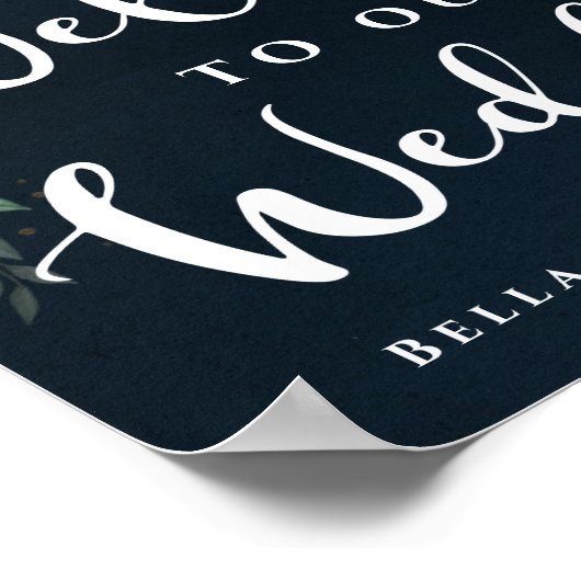 かわいいオレンジ色の桃フローラへようこそ結婚 ポスター (角)