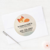 かわいいオレンジ色の漫画キツネ眠るビジネス ラウンドシール (封筒)