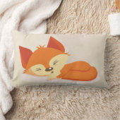かわいいオレンジ色の漫画スケッチのキツネ眠る ランバークッション (ブランケット)