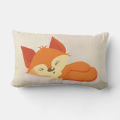 かわいいオレンジ色の漫画スケッチのキツネ眠る ランバークッション (裏面)