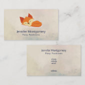 かわいいオレンジ色の漫画スケッチのキツネ眠る 名刺 (正面/裏面)