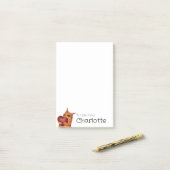 かわいいオレンジ色の漫画猫のハートの名前 ポストイット (デスク上)