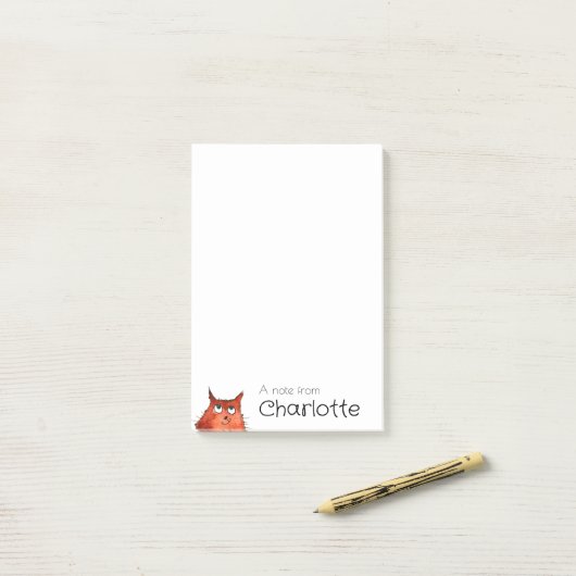 かわいいオレンジ色の漫画猫の名前 ポストイット (デスク上)