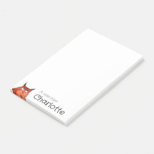 かわいいオレンジ色の漫画猫の名前 ポストイット (アングル)