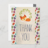 かわいいオレンジ色の狐のリースの感謝 ポストカード (正面/裏面)
