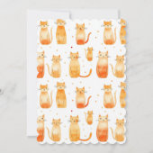 かわいいオレンジ色の猫とドット 招待状 (裏面)