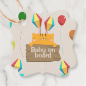 かわいいオレンジ色の猫のアニメ　ベビーシャワー フェイバータグ (正面)