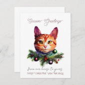 かわいいオレンジ色の猫のクリスマスをパーソナライズ (正面/裏面)