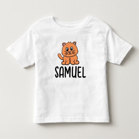かわいいオレンジ色の猫の名前 幼児用Tシャツ トドラーTシャツ (正面)