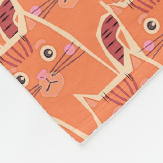 かわいいオレンジ色の猫の群れ フリースブランケット (角)