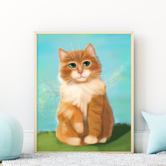 かわいいオレンジ色の猫の赤ちゃんと子供の部屋の装飾 ポスター