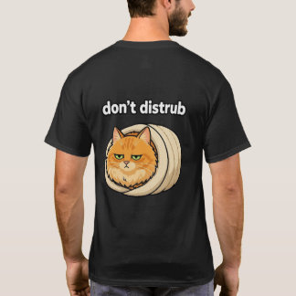 かわいいオレンジ色の猫の「邪魔しないで」ボタン Tシャツ