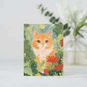 かわいいオレンジ色の猫 ポストカード (スタンド正面)