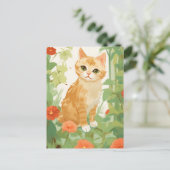 かわいいオレンジ色の猫 ポストカード (スタンド正面)