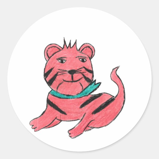 かわいいオレンジ色の猫 ラウンドシール (正面)