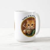 かわいいオレンジ色の猫 今日は良い日 コーヒーマグ コーヒーマグカップ (正面右)