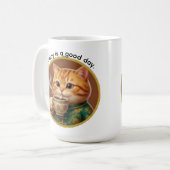 かわいいオレンジ色の猫 今日は良い日 コーヒーマグ コーヒーマグカップ (正面左)